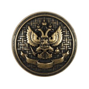 Antique Gold Button Button With Double-Headed Eagle Emblem – 44L/28Mm  |   Metal Buttons Buttons Antique Gold