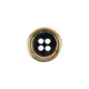 Black And Gold Edged 4-Hole Glass Button – 24L/15Mm  |   Glass Buttons Buttons Black,Gold