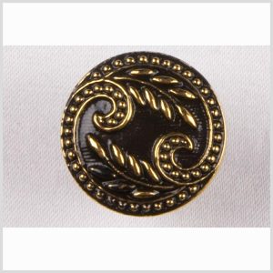 Black And Gold Floral Leaf Glass Shank Back Button – 22L/14Mm  |   Glass Buttons Buttons Black,Gold