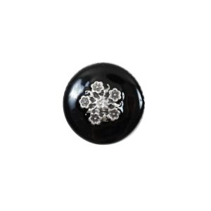 Black And Silver Floral Metal Button – 24L/15Mm  |   Metal Buttons Buttons Black,Silver