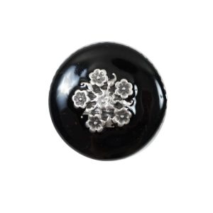 Black And Silver Floral Metal Button – 36L/23Mm  |   Metal Buttons Buttons Black,Silver