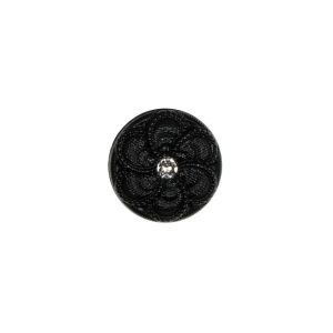 Black Floral Nylon Button With Rhinestone Core – 20L/12.5Mm  |   Crystal Buttons Buttons Black