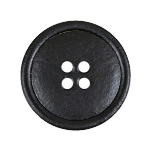 Black Low Convex Leather 4-Hole Button – 44L/28Mm  |   Leather Buttons Buttons Black,Raven