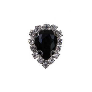 Black Teardrop Rhinestone Button – 32L/20Mm  |   Crystal Buttons Buttons Black,Silver