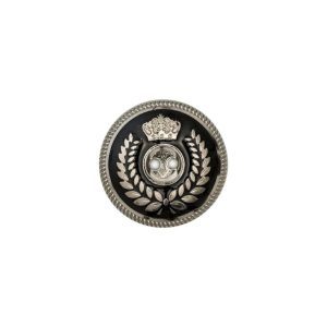 Silver And Black 2-Hole Crest Button – 24L/15Mm  |   Plastic Buttons Buttons Black,Silver