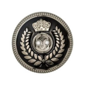 Silver And Black 2-Hole Crest Button – 44L/28Mm  |   Plastic Buttons Buttons Black,Silver