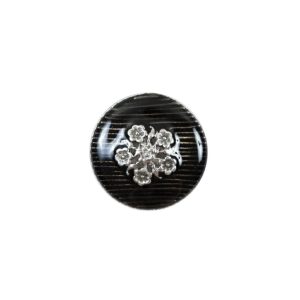 Translucent Black And Silver Floral Metal Button – 24L/15Mm  |   Metal Buttons Buttons Black,Silver