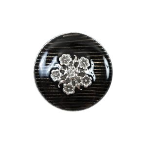 Translucent Black And Silver Floral Metal Button – 36L/23Mm  |   Metal Buttons Buttons Black,Silver