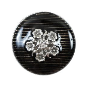 Translucent Black And Silver Floral Metal Button – 44L/28Mm  |   Metal Buttons Buttons Black,Silver