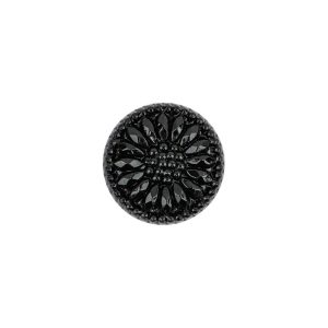 Vintage Black Floral Shank Back Glass Button – 22L/14Mm  |   Glass Buttons Buttons Black