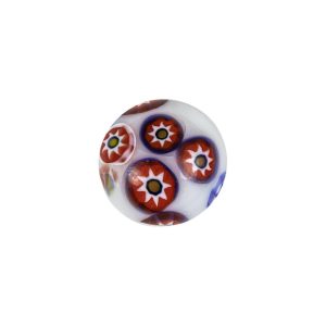 Vintage White, Red And Blue Mosaic Domed Shank Back Glass Button – 24L/15Mm  |   Glass Buttons Buttons Glass Buttons