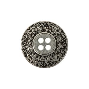 Silver Floral Metal Button – 36L/23Mm  |   Metal Buttons Buttons Metal Buttons