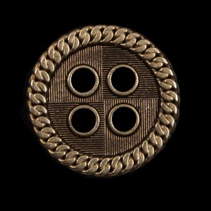 Novelty Antique Gold 4-Hole Metal Button – 44L/28Mm  |   Metal Buttons Buttons Antique Gold